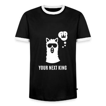 Lama - Llama / YOUR NEXT KING - Männer Kontrast-T-Shirt - Schwarz/Weiß - Vorne - AI Model Female 172 light (172cm) & AI Model Male 178 light (178cm)