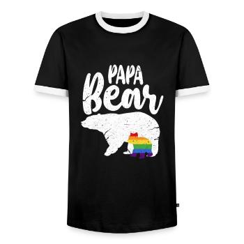 Ours LGBT papa ours fierté gaie arc-en-cadeau - T-shirt contrasté Homme - noir/blanc - Devant - AI Model Female 172 light (172cm) & AI Model Male 178 light (178cm)