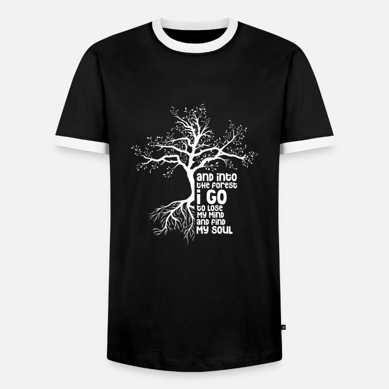Forest woods wood tree trees forester gift - Men's Ringer Shirt - black/white