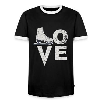 Eiskunstlauf - Männer Kontrast-T-Shirt - Schwarz/Weiß - Vorne - AI Model Female 172 light (172cm) & AI Model Male 178 light (178cm)