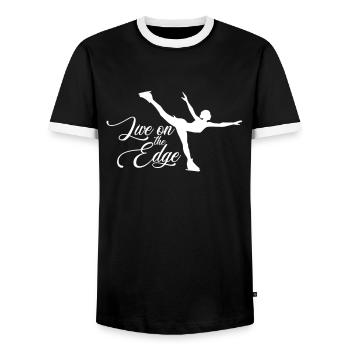 figure skating - Men's Ringer Shirt - black/white - Front - AI Model Female 172 light (172cm) & AI Model Male 178 light (178cm)