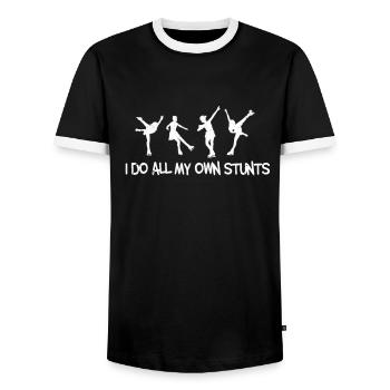 figure skating - Men's Ringer Shirt - black/white - Front - AI Model Female 172 light (172cm) & AI Model Male 178 light (178cm)