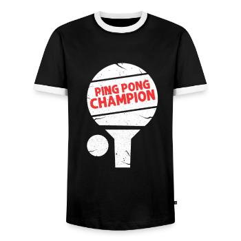 ping-pong - Men's Ringer Shirt - black/white - Front - AI Model Female 172 light (172cm) & AI Model Male 178 light (178cm)