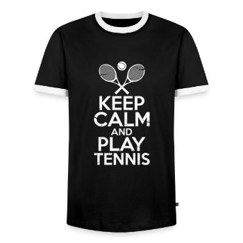 Joueur de tennis Tennis Raquette de tennis Court de tennis - T-shirt contrasté Homme - noir/blanc - Devant - AI Model Female 172 light (172cm) & AI Model Male 178 light (178cm)