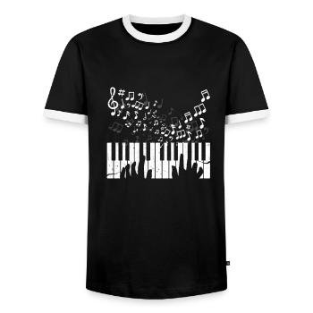 piano - T-shirt contrasté Homme - noir/blanc - Devant - AI Model Female 172 light (172cm) & AI Model Male 178 light (178cm)