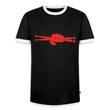 Batteur Batteur Batteur Baguette Cadeau - T-shirt contrasté Homme - noir/blanc - Devant - AI Model Female 172 light (172cm) & AI Model Male 178 light (178cm)