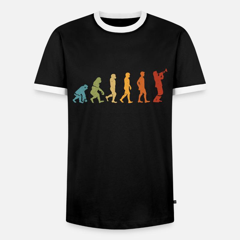 Trumpet evolution - Men's Ringer Shirt - black/white