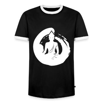 Buddha Zen - Men's Ringer Shirt - black/white - Front - AI Model Female 172 light (172cm) & AI Model Male 178 light (178cm)