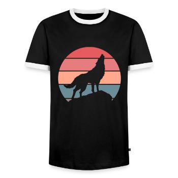 Wolf Wolfpack Wolves Nature Rétro Nature Cadeau - T-shirt contrasté Homme - noir/blanc - Devant - AI Model Female 172 light (172cm) & AI Model Male 178 light (178cm)