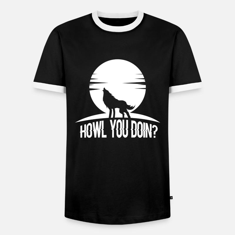 Wolf - Männer Kontrast-T-Shirt - Schwarz/Weiß