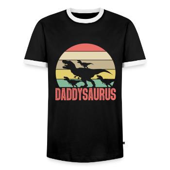 Dinosaur dino dad daddysaurus gift - Men's Ringer Shirt - black/white - Front - AI Model Female 172 light (172cm) & AI Model Male 178 light (178cm)