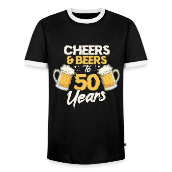 50th birthday - Men's Ringer Shirt - black/white - Front - AI Model Female 172 light (172cm) & AI Model Male 178 light (178cm)