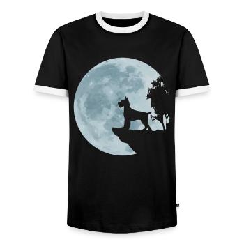 Giant Schnauzer Moon Schnauzer Schnauzi Gift - Men's Ringer Shirt - black/white - Front - AI Model Female 172 light (172cm) & AI Model Male 178 light (178cm)