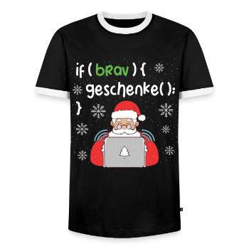 Lustiges Programmierer Weihnachten Coding Geschenk - Männer Kontrast-T-Shirt - Schwarz/Weiß - Vorne - AI Model Female 172 light (172cm) & AI Model Male 178 light (178cm)