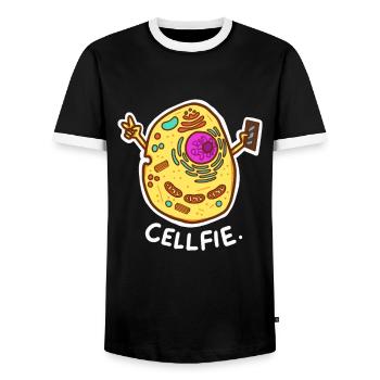 Cell-Fie Funny Science Biology - Männer Kontrast-T-Shirt - Schwarz/Weiß - Vorne - AI Model Female 172 light (172cm) & AI Model Male 178 light (178cm)