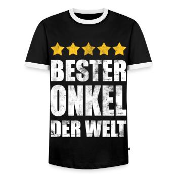 BESTER ONKEL DER WELT - Männer Kontrast-T-Shirt - Schwarz/Weiß - Vorne - AI Model Female 172 light (172cm) & AI Model Male 178 light (178cm)