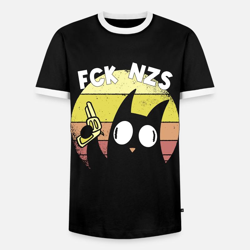 Left Left Antifaschist Cat Gift - Men's Ringer Shirt - black/white