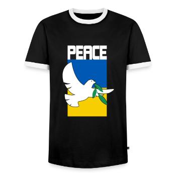 Ukraine Flagge Frieden Geschenkidee - Männer Kontrast-T-Shirt - Schwarz/Weiß - Vorne - AI Model Female 172 light (172cm) & AI Model Male 178 light (178cm)