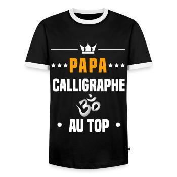 papa calligraphe au top cadeau papa calligraphie - T-shirt contrasté Homme - noir/blanc - Devant - AI Model Female 172 light (172cm) & AI Model Male 178 light (178cm)