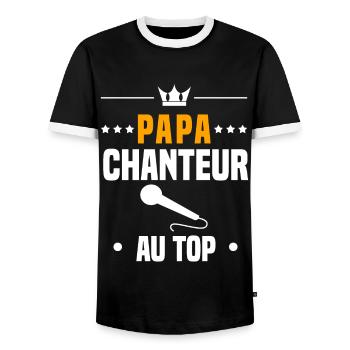 papa chanteur au top cadeau papa musique - T-shirt contrasté Homme - noir/blanc - Devant - AI Model Female 172 light (172cm) & AI Model Male 178 light (178cm)