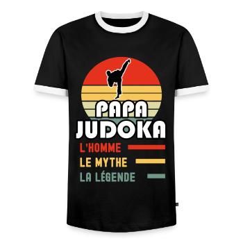 papa judoka homme mythe légende vintage judo - T-shirt contrasté Homme - noir/blanc - Devant - AI Model Female 172 light (172cm) & AI Model Male 178 light (178cm)