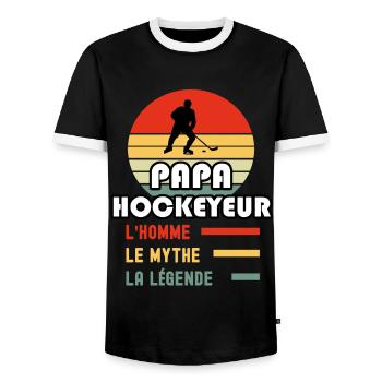 papa hockeyeur homme mythe légende vintage hockey - T-shirt contrasté Homme - noir/blanc - Devant - AI Model Female 172 light (172cm) & AI Model Male 178 light (178cm)