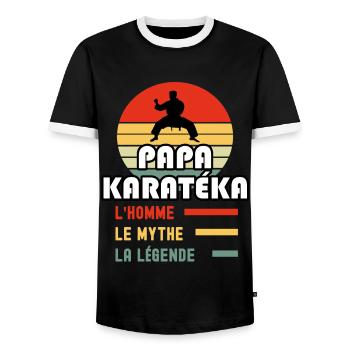 papa karatéka homme mythe légende vintage karaté - T-shirt contrasté Homme - noir/blanc - Devant - AI Model Female 172 light (172cm) & AI Model Male 178 light (178cm)
