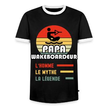papa wakeboardeur homme mythe légende wakeboard - T-shirt contrasté Homme - noir/blanc - Devant - AI Model Female 172 light (172cm) & AI Model Male 178 light (178cm)