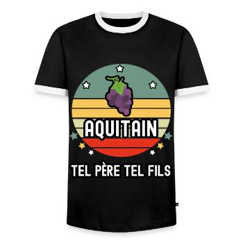 tel père tel fils papa aquitain vigne aquitaine - T-shirt contrasté Homme - noir/blanc - Devant - AI Model Female 172 light (172cm) & AI Model Male 178 light (178cm)