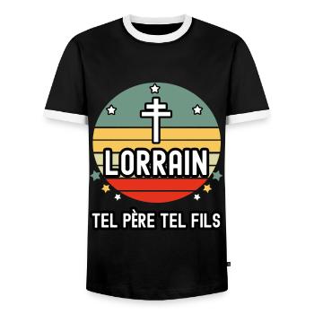 tel père tel fils papa lorrain croix de lorraine - T-shirt contrasté Homme - noir/blanc - Devant - AI Model Female 172 light (172cm) & AI Model Male 178 light (178cm)