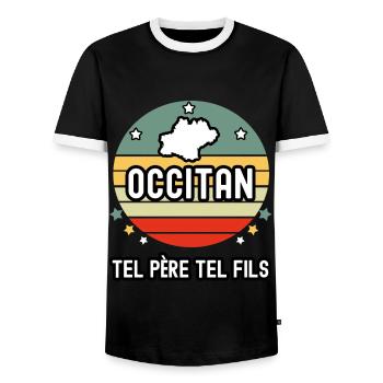 tel père tel fils papa occitan région occitanie - T-shirt contrasté Homme - noir/blanc - Devant - AI Model Female 172 light (172cm) & AI Model Male 178 light (178cm)