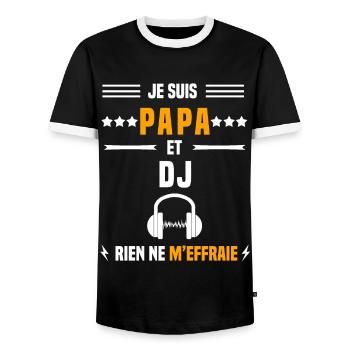 papa DJ rien ne m'effraie papa musique - T-shirt contrasté Homme - noir/blanc - Devant - AI Model Female 172 light (172cm) & AI Model Male 178 light (178cm)