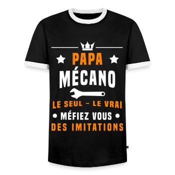 papa mécano méfiez vous imitations mécanicien - T-shirt contrasté Homme - noir/blanc - Devant - AI Model Female 172 light (172cm) & AI Model Male 178 light (178cm)