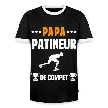papa patineur de compet père cadeau papa patinage - T-shirt contrasté Homme - noir/blanc - Devant - AI Model Female 172 light (172cm) & AI Model Male 178 light (178cm)
