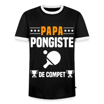 papa pongiste de compet père cadeau papa ping pong - T-shirt contrasté Homme - noir/blanc - Devant - AI Model Female 172 light (172cm) & AI Model Male 178 light (178cm)