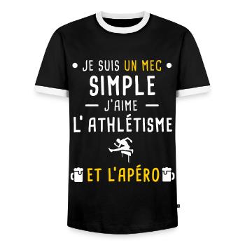mec simple athétisme athlète et apéro - T-shirt contrasté Homme - noir/blanc - Devant - AI Model Female 172 light (172cm) & AI Model Male 178 light (178cm)