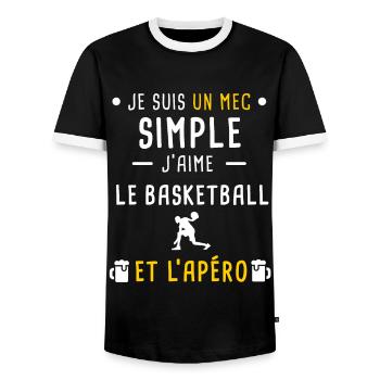 mec simple basketball sport et apéro - T-shirt contrasté Homme - noir/blanc - Devant - AI Model Female 172 light (172cm) & AI Model Male 178 light (178cm)