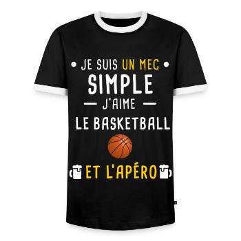 mec simple basketball et apéro - T-shirt contrasté Homme - noir/blanc - Devant - AI Model Female 172 light (172cm) & AI Model Male 178 light (178cm)
