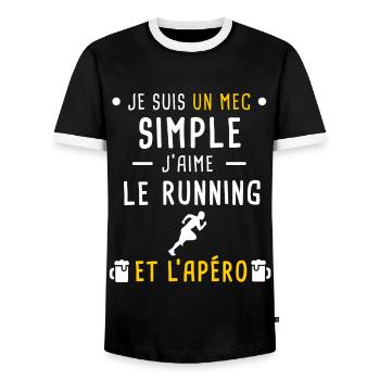 mec simple running et apéro - T-shirt contrasté Homme - noir/blanc - Devant - AI Model Female 172 light (172cm) & AI Model Male 178 light (178cm)