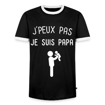 Je peux pas je suis papa bébé - T-shirt contrasté Homme - noir/blanc - Devant - AI Model Female 172 light (172cm) & AI Model Male 178 light (178cm)