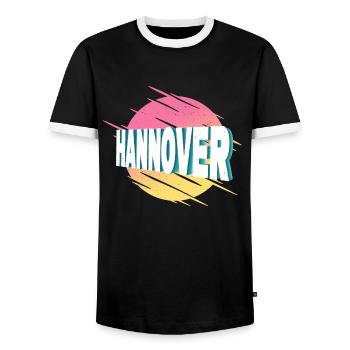 Hanovre Allemagne City Font Vintage Rétro - T-shirt contrasté Homme - noir/blanc - Devant - AI Model Female 172 light (172cm) & AI Model Male 178 light (178cm)
