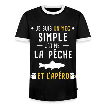 pêche pêcher et apéro mec simple - T-shirt contrasté Homme - noir/blanc - Devant - AI Model Female 172 light (172cm) & AI Model Male 178 light (178cm)