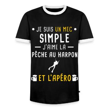 pêche harpon et apéro mec simple - T-shirt contrasté Homme - noir/blanc - Devant - AI Model Female 172 light (172cm) & AI Model Male 178 light (178cm)