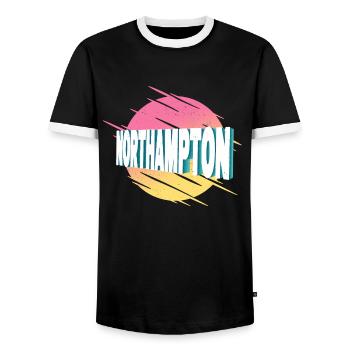 Northampton England Großbritannien Stadt Schrift - Männer Kontrast-T-Shirt - Schwarz/Weiß - Vorne - AI Model Female 172 light (172cm) & AI Model Male 178 light (178cm)