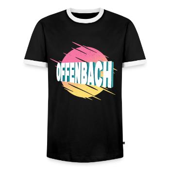 Offenbach Deutschland Stadt Schrift Vintage Retro - Männer Kontrast-T-Shirt - Schwarz/Weiß - Vorne - AI Model Female 172 light (172cm) & AI Model Male 178 light (178cm)