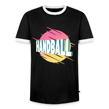 Handball Handball Player Handball Player Vintage Retro - T-shirt contrasté Homme - noir/blanc - Devant - AI Model Female 172 light (172cm) & AI Model Male 178 light (178cm)