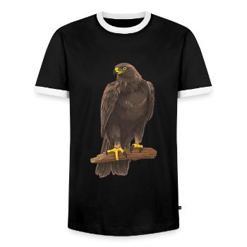 Adler Greifvogel Steinadler - Männer Kontrast-T-Shirt - Schwarz/Weiß - Vorne - AI Model Female 172 light (172cm) & AI Model Male 178 light (178cm)