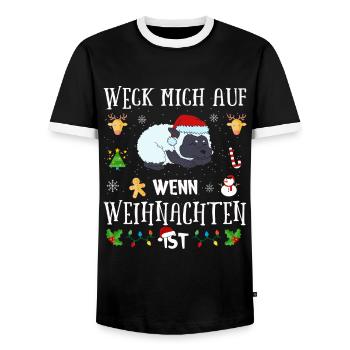 Lustiges Wecke Mich Auf Wenn Weihnachten Ist Schaf - Männer Kontrast-T-Shirt - Schwarz/Weiß - Vorne - AI Model Female 172 light (172cm) & AI Model Male 178 light (178cm)