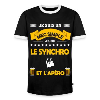 synchro apéro mec simple - T-shirt contrasté Homme - noir/blanc - Devant - AI Model Female 172 light (172cm) & AI Model Male 178 light (178cm)