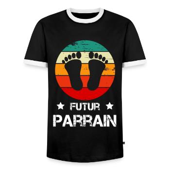 Futur Parrain annonce grossesse vintage - T-shirt contrasté Homme - noir/blanc - Devant - AI Model Female 172 light (172cm) & AI Model Male 178 light (178cm)